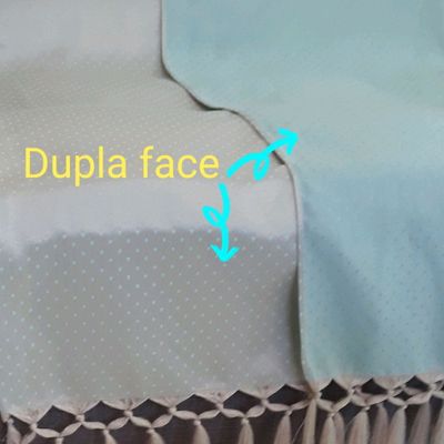 Manta Xalé para Sofá  sala Dourada com Turquesa Poa 1,40x1,80
