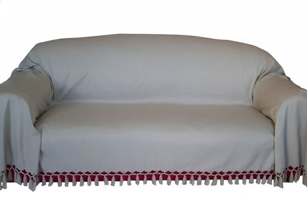 Manta Xale Sofa Gigante Jacquard Mesclado Bege Marfim 2,80x1,80