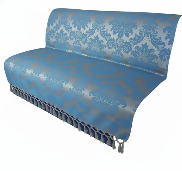 Manta xale sala sofá jacquard azul medalhão dourado 1,40x1,80