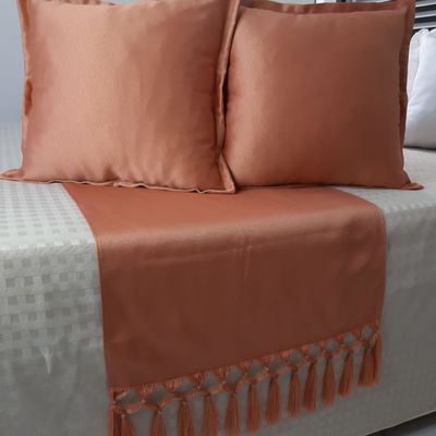 Peseira cama king queen 2,50x0,43 Marrom  2 Capas de Almofada jacquard 40x40