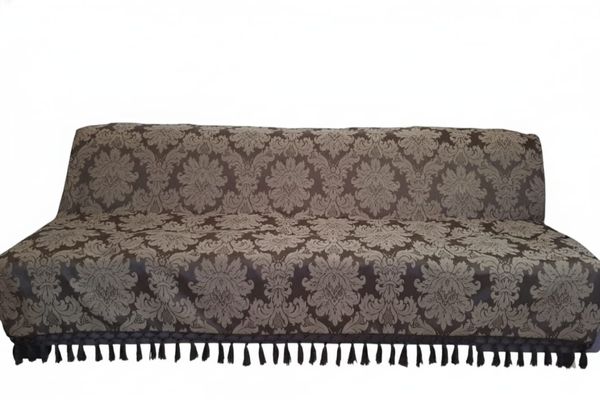 Manta Sofa Xale jacquard sala Marrom com Bege Medalhão 1,80x2,80