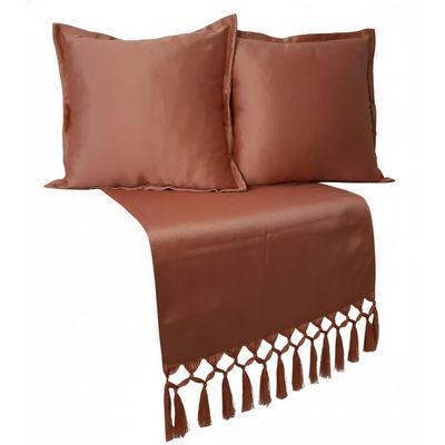 Peseira cama king queen 2,50x0,43 Marrom  2 Capas de Almofada jacquard 40x40