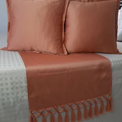 Peseira cama king queen 2,50x0,43 Marrom  2 Capas de Almofada jacquard 40x40