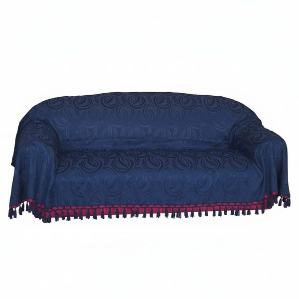 Manta Xale estofados Sofá Gigante Argolas Azul Marinho jacquard 1,80x2,80