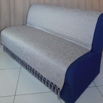 Manta Xale sofá poltrona cinza cru mesclado 1,40x1,80 tecido jacquard
