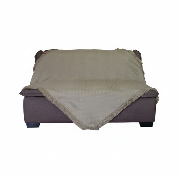 Manta poltrona bege jacquard poá 1,50x1,50 sala quarto