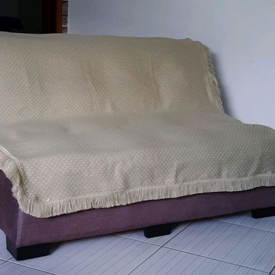 Manta poltrona bege jacquard poá 1,50x1,50 sala quarto