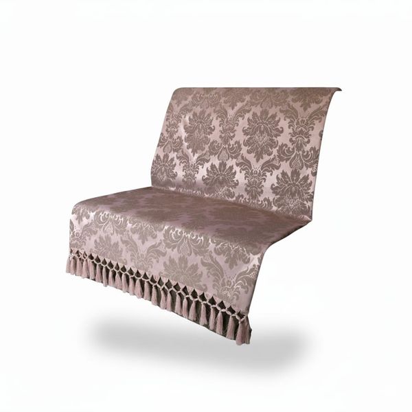 Manta Xale sofá poltrona jacquard medalhão rosê marrom 1,40x1,80 Reversível 2 em 1