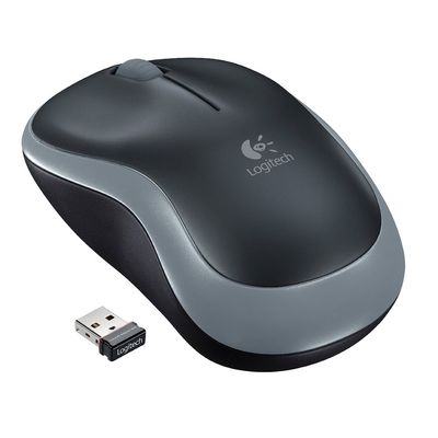 Mouse Wireless Logitech M185 USB 3 Botoes Cinza e Preto