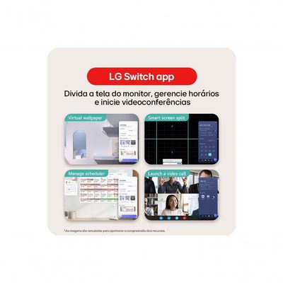 Monitor LG LED 20U401A-B Tela 20” HD+, LG Switch, HDMI, VGA, 2ms (GtG), 75Hz, Black Stabilizer