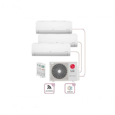 Ar Condicionado Multi Split Inverter 3 Ambientes Hiwall 1X9000BTUS 2X12000BTUS Quente/Frio WiFi 220V