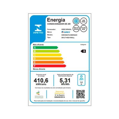 Ar Condicionado Split Hi Wall Inverter G-Clima Gree 9.000 BTUs Frio 220V R-32