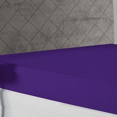 Lençol Com Elástico King Nobre 1 Peça 30cm De Altura Malha 100% Algodão - Roxo