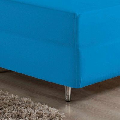 Lençol Com Elástico Solteiro Nobre 1 Peça Luva De Box 55cm De Altura Malha 100% Algodão - Turquesa
