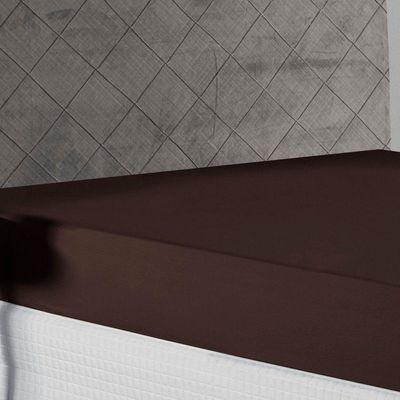 Lençol Com Elástico Queen Nobre 1 Peça 30cm De Altura Malha 100% Algodão - Marrom