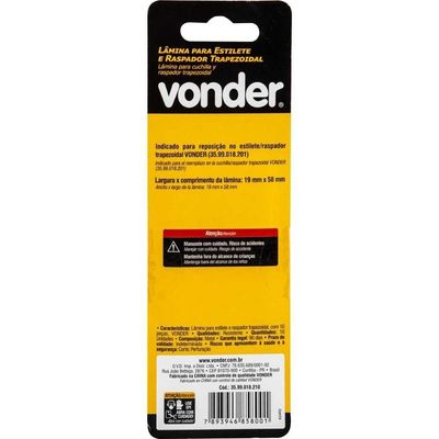 Lamina Trapezoidal Vonder 19x58mm 10pcs Estilete Raspador