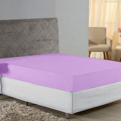 Lençol Com Elástico Casal Nobre 1 Peça 30cm De Altura Malha 100% Algodão - Lilás