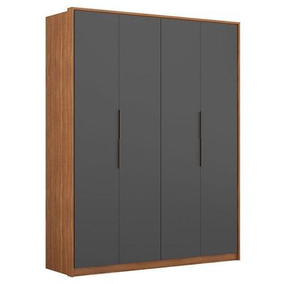 Guarda Roupa Casal Attore D43010k 4 Portas Amêndola Grafito - Demartêz