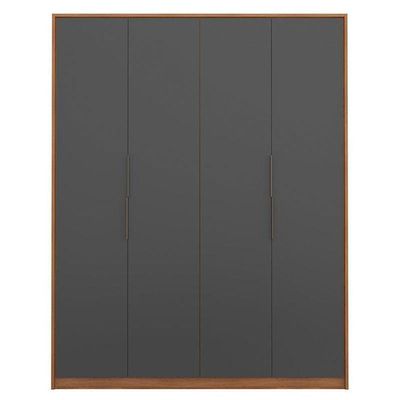 Guarda Roupa Casal Attore D43010k 4 Portas Amêndola Grafito - Demartêz