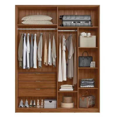 Guarda Roupa Casal Attore D43010k 4 Portas Amêndola Grafito - Demartêz