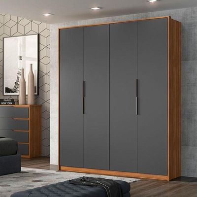Guarda Roupa Casal Attore D43010k 4 Portas Amêndola Grafito - Demartêz