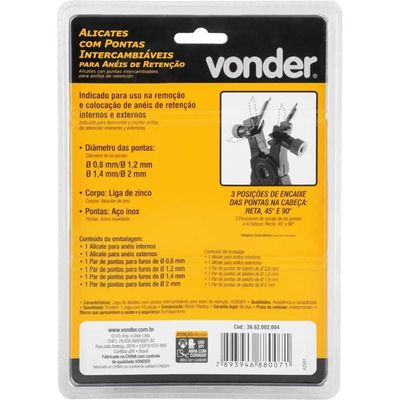 Jogo Alicate Aneis Vonder 10 Peças 0,8mm 1,0mm