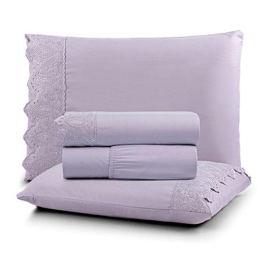 Jogo Cama King Cherry Bordado Inglês 4pç 100% Poliéster - Lilas