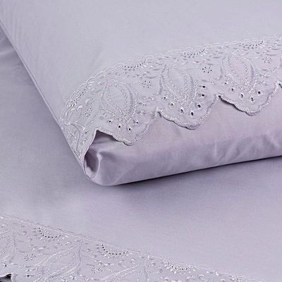 Jogo Cama King Cherry Bordado Inglês 4pç 100% Poliéster - Lilas