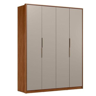 Guarda Roupa Casal Attore D43010k 4 Portas Nogueira Nude Prime Tx Demóbile - Demartêz