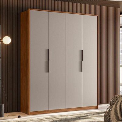 Guarda Roupa Casal Attore D43010k 4 Portas Nogueira Nude Prime Tx Demóbile - Demartêz