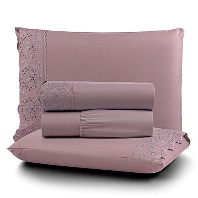 Jogo Cama Queen Cherry Bordado Inglês 4pç 100% Poliéster - Frape_uv