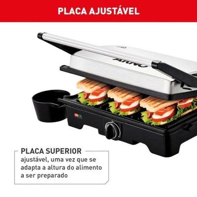 Grill Arno Dual Gnox Inox Com Abertura De 180° 110V