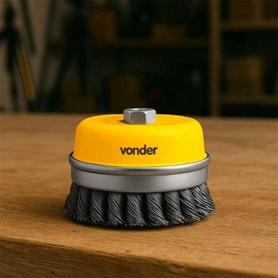 Escova Copo 5'' Rosca M14 6500rpm Aço Carbono Torcido Vonder