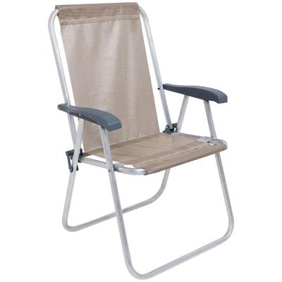 Cadeira De Praia Relax Comfort Alta Alumínio Bege Bel