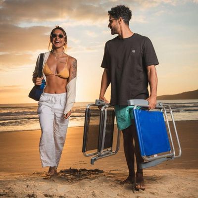 Cadeira De Praia Relax Comfort Alta Alumínio Bege Bel