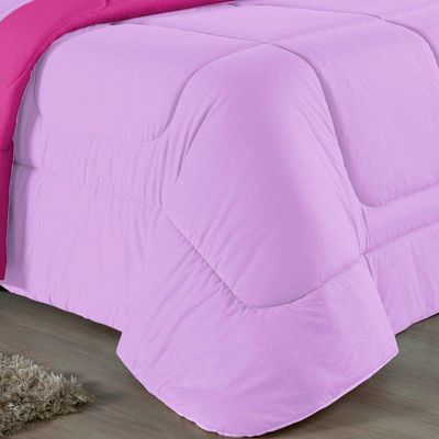 Edredom Queen Nobre 1 Peça Dupla Face 2,40m X 2,60m Malha 100% Algodão - Lilás / Pink