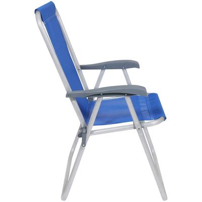 Cadeira De Praia Alta Alumínio Azul Bel Relax Comfort 120kg