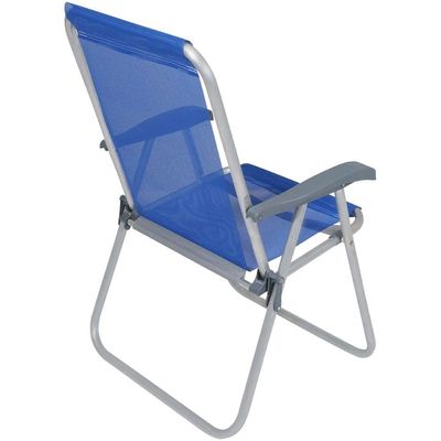 Cadeira De Praia Alta Alumínio Azul Bel Relax Comfort 120kg