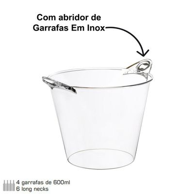 Balde Gelo Beer Champanheira Multiuso Cerveja Festas Eventos Cor:transparente