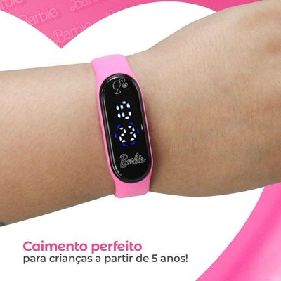 Relogio Digital + Infantil Barbie Rosa + Oculos Sol + Caixa Menina Qualidade Premium Ajustavel Data
