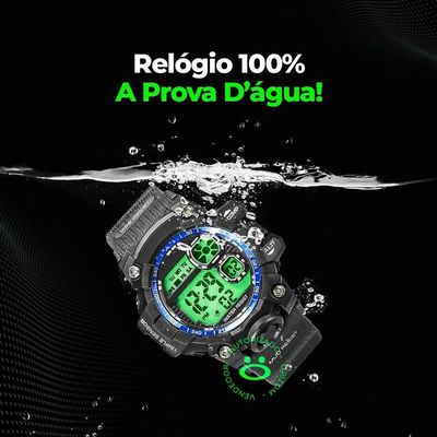 Caixa + Relógio Prova Dagua Infantil + Oculos Protecao Uv Ajustavel Alarme Resistente Menino Criança