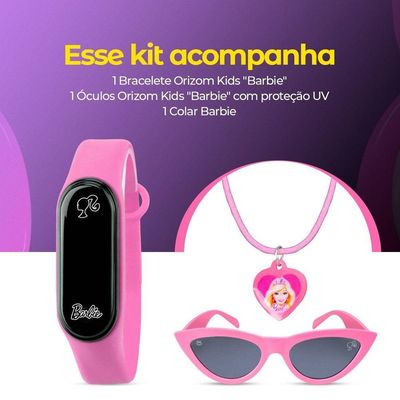 Relogio Digital Infantil Barbie + Oculos Proteção Uv + Colar