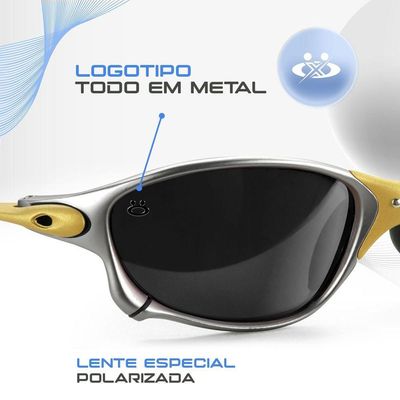 Oculos Sol Mandrake Juliet Lupa Protecao Uv Metal +case Lente Preta Polarizado Original Aste Metal