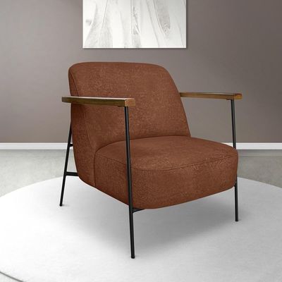 Poltrona Para Sala Pés Metálicos Ellen S06 Boucle Terracota - Mpozenato
