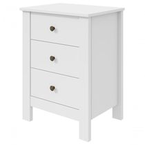 Mesa De Cabeceira 3 Gavetas Maggiore New - Lopas Branco