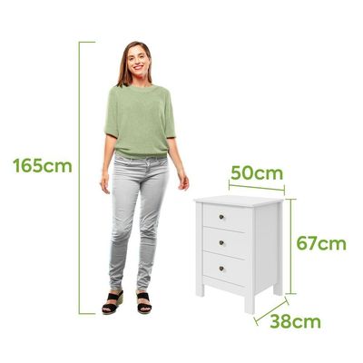 Mesa De Cabeceira 3 Gavetas Maggiore New - Lopas Branco