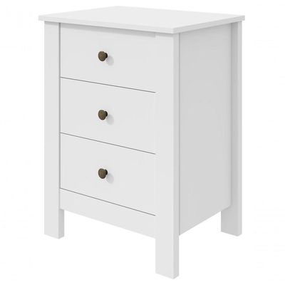 Mesa De Cabeceira 3 Gavetas Maggiore New - Lopas Branco.