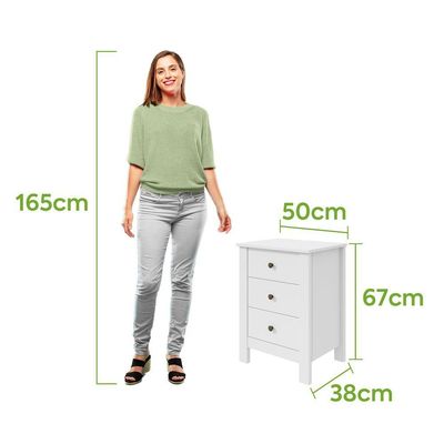 Mesa De Cabeceira 3 Gavetas Maggiore New - Lopas Branco.