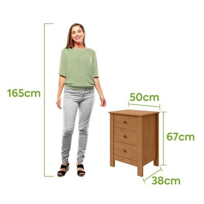 Mesa De Cabeceira 3 Gavetas Maggiore New - Lopas Amendoa Clean