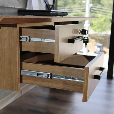 Mesa De Escritorio 2 Gavetas E Chave 160 Cm Me4193 Amendoa Preto Tecno Mobili Amendoa Preto